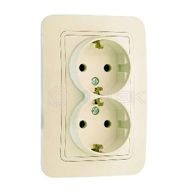 Розетка 2-м СП Lillium 16А IP20 с заземл. крем./крем. Makel 70282 изображение, фото