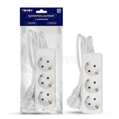 Удлинитель 3х5м с заземл. 10А 3х0.75 TOKOV ELECTRIC TKE-C01-BU3-5-075-Z изображение, фото
