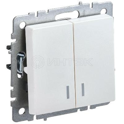 Выключатель 2-кл. СП BRITE ВС10-2-1-БрЖ 10А с индик. механизм жемчуж. IEK BR-V20-1-10-K36 изображение, фото