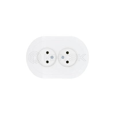 Розетка 2-м СП O Systeme ElectricN без заземл. ПБТ круглая бел. LEZARD 744-0200-128B изображение, фото