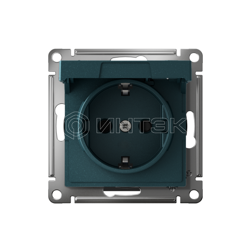 Розетка AtlasDesign 16А IP20 с заземл. защ. шторки с крышкой быстрозажим. клем. механизм изумруд Systeme Electric ATN000846S изображение, фото