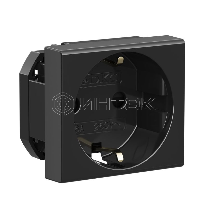 Розетка 1-м 2мод. Viva 16А IP20 2P+E с заземл. защ. шторки черн. DKC 45205 изображение, фото