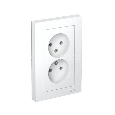Розетка 2-м СП AtlasDesign 16А IP20 без заземл. в сборе бел.  Systeme Electric ATN000120 изображение, фото