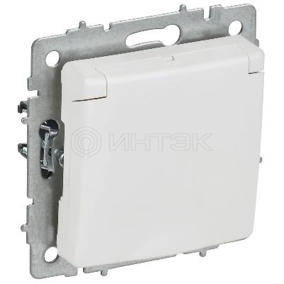 Розетка BRITE РСбш10-3-БрАБ 16А IP20 с заземл. защ. шторки с крышкой механизм арктич. бел. IEK BR-R16-16-K91 изображение, фото