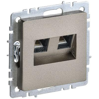 Розетка компьютерная двойн. СП RJ45 кат.5E BRITE РК10-2-БрШ механизм шампань IEK BR-K20-1-K37 изображение, фото