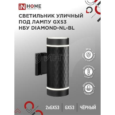 Светильник НБУ DIAMOND-2хGX53-NL-BL IP65 уличный настен. двусторон. под лампу 2хGX53 алюм. черн. IN HOME 4690612051635 изображение, фото