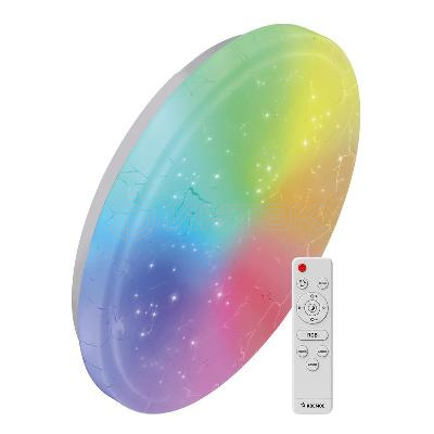 Светильник светодиодный PREMIUM FROST-RGB 75Вт 230В 3000-6500К 4400лм IP40 495х85мм настенно-потолочный управляемый с пультом ДУ с RGB подсветкой КОСМОС KSFrosRGB75W изображение, фото