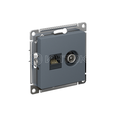 Розетка компьютерная + телевизионная 2-м СП AtlasDesign RJ45 кат.5E + TV механизм грифель Systeme Electric ATN000789 изображение, фото
