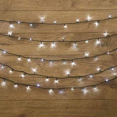 Гирлянда светодиодная "Твинкл Лайт" 10м 80LED бел. 5.7Вт 220-240В IP20 с контроллером 8 режимов провод ПВХ темн. зел. Neon-Night 303-045 изображение, фото