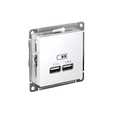 Розетка USB AtlasDesign тип A+A 5В/2.1А 2х5В/1.05А механизм лотос Systeme Electric ATN001333 изображение, фото