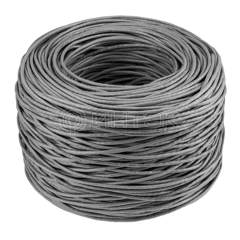 Кабель витая пара U/UTP кат.5E 4х2х24AWG solid CCA PVC сер. (м) PROCONNECT 01-0043-3 изображение, фото