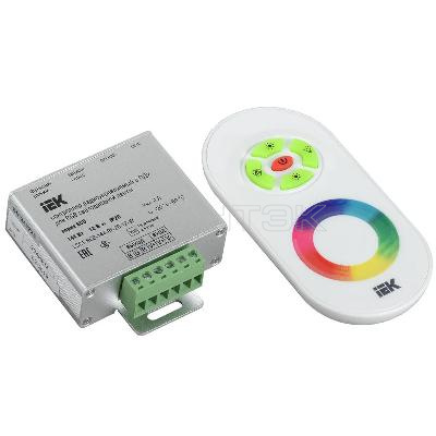 Контроллер с ПДУ радио RGB 3 канала 12В 4А 144Вт белый IEK LSC1-RGB-144-RF-20-12-W изображение, фото