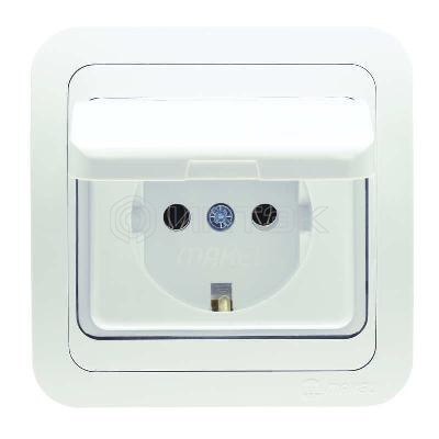 Розетка 1-м СП Mimoza 16А IP20 с крышкой бел./бел. Makel 12029 изображение, фото