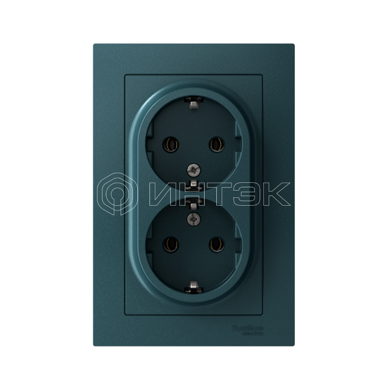 Розетка 2-м СП AtlasDesign 16А IP20 с заземл. в сборе изумруд  Systeme Electric ATN000824 изображение, фото