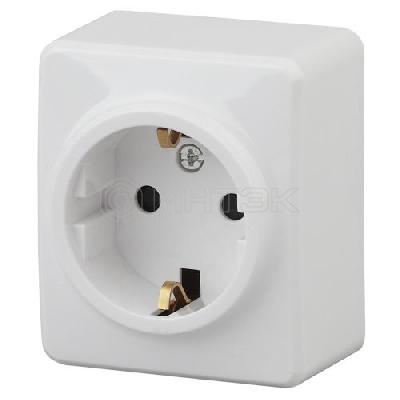 Розетка 1-м ОП Эра Эксперт 11-2203-01 16А IP20 250В 2P+E Schuko бел. Эра Б0020685 изображение, фото