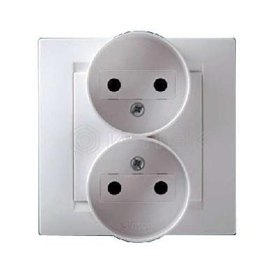 Розетка 2-м СП Simon15 16А IP20 250В без заземл. винт. клеммы бел. Simon 1590457-030 изображение, фото