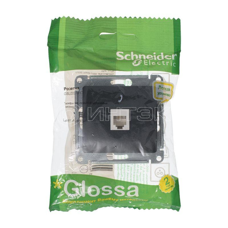 Розетка телефонная 1-м Glossa RJ11 механизм антрацит Systeme Electric GSL000781T изображение, фото