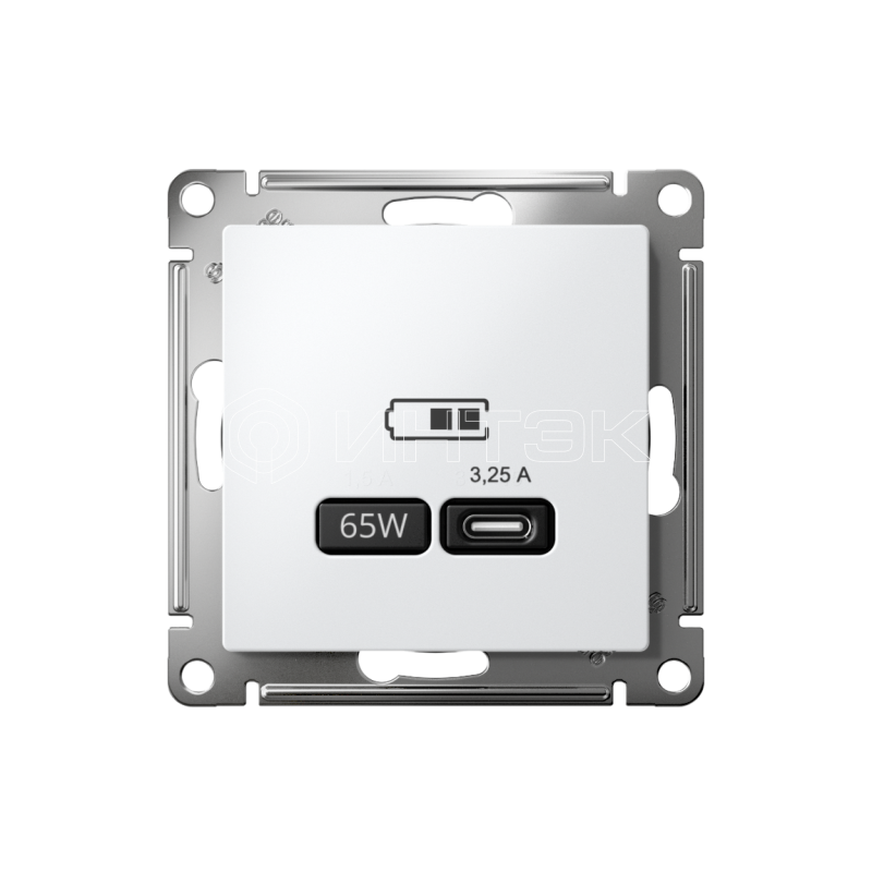 Розетка USB AtlasDesign тип C 65Вт QC PD высокоскор. ЗУ механизм бел. Systeme Electric ATN000127 изображение, фото