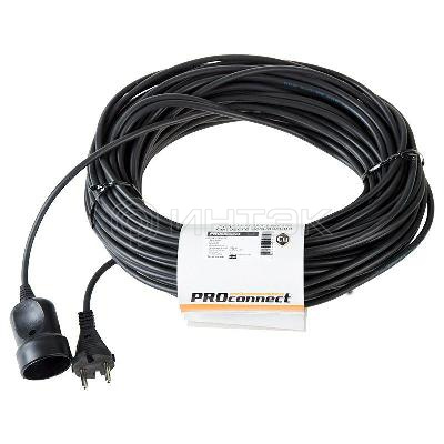 Удлинитель-шнур 1х30м без заземл. 6А IP20 1.3кВт ПВС 2х0.75 черн. PROCONNECT 11-7116 изображение, фото