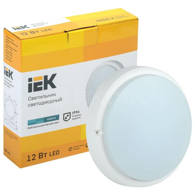 Светильник светодиодный ДПО 4002 12Вт 4000К IP54 круг бел. IEK LDPO0-4002-12-4000-K01 изображение, фото