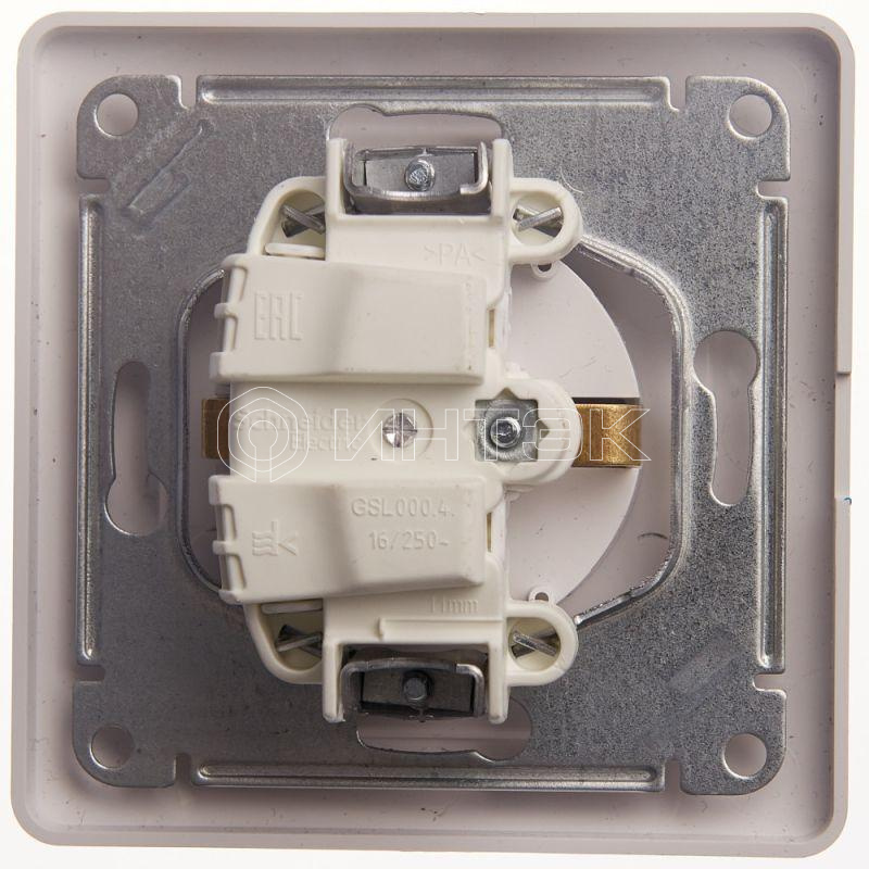 Розетка 1-м СП Glossa 16А IP20 с заземл. защ. шторки с крышкой в сборе бел.  Systeme Electric GSL000146 изображение, фото