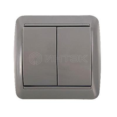 Выключатель 2-кл. ОП Клио 10А IP44 сер. UNIVersal К2223-Gr изображение, фото