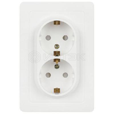 Розетка 2-м СП Style 7-208-01 16А 250В IP20 2х2P+E Schuko с заземл. защ. шторки бел. Intro Б0060625 изображение, фото