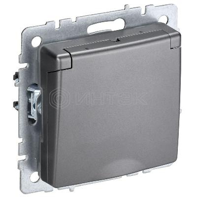 Розетка BRITE РСбш10-3-БрС 16А IP20 с заземл. защ. шторки с крышкой механизм сталь IEK BR-R16-16-K46 изображение, фото