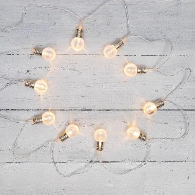 Гирлянда светодиодная "Лампочки" 1.5м 10LED тепл. бел. 0.1Вт IP20 провод ПВХ прозр. элементы питания 2хAA (не в компл.) Neon-Night 304-015 изображение, фото