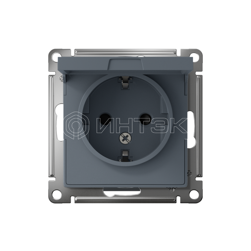 Розетка 1-м СП AtlasDesign 16А IP20 с заземл. защ. шторки с крышкой механизм грифель  Systeme Electric ATN000746 изображение, фото