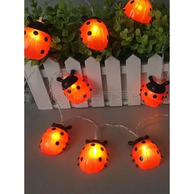 Гирлянда декоративная "Божья коровка" 6x5см 20LED на солнечной батарее бел. дл.4м (2+2м) аккумулятор АА NI-MH 600мА.ч КОСМОС KOC_SOL110 изображение, фото