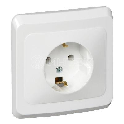 Розетка 1-м СП Этюд 16А IP20 250В с заземл. без защ. шторок бел.  Systeme Electric PC16-003B изображение, фото