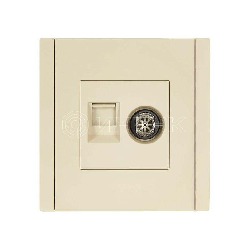 Розетка 2-м TV+RJ45 кат.5E FORTE&PIANO FP436 ваниль IEK FP-AK20-1-K10 изображение, фото
