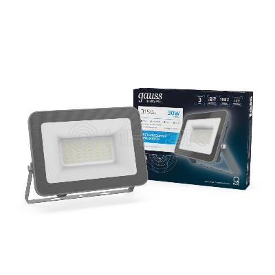 Прожектор светодиодный Qplus 30Вт 6500К IP65 3150лм 200-240В ДО графит. GAUSS 690511330 изображение, фото