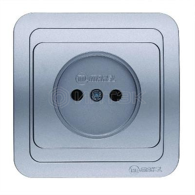 Розетка 1-м СП Mimoza 16А IP20 без заземл. серебр./серебр. Makel 23402 изображение, фото