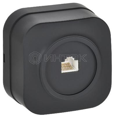 Розетка компьютерная ОП RJ45 кат.5E GLORY РК10-ХЧм черн. матов. IEK EKH10-K02M изображение, фото