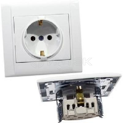 Розетка 1-м СП Defne 16А IP20 с заземл. бел. Makel 42001008 изображение, фото