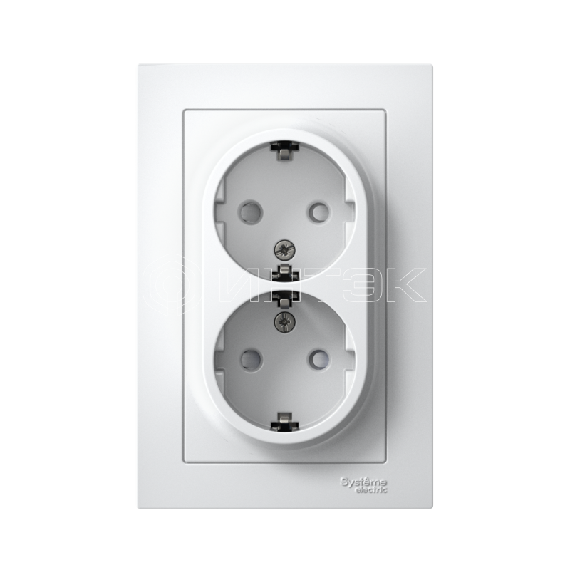 Розетка 2-м СП AtlasDesign 16А IP20 с заземл. защ. шторки в сборе бел.  Systeme Electric ATN000126 изображение, фото