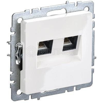 Розетка двойная СП RJ11+RJ45 кат.5E BRITE РК/Т12-БрБ механизм бел. IEK BR-KT20-O-1-K01 изображение, фото