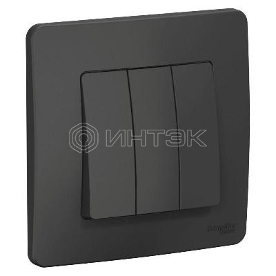 Выключатель 3-кл. СП Blanca 10А IP20 (сх. 1+1+1) 250В антрацит  Systeme Electric BLNVS100506 изображение, фото