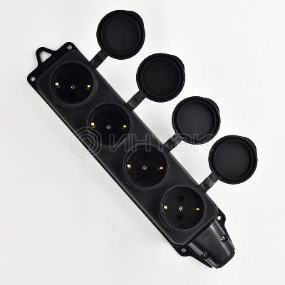 Колодка 4-м 16А IP44 2P+PE 220-240В с защ. крышками каучук LEZARD 106-0400-0107/107 изображение, фото