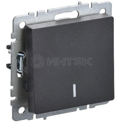 Выключатель 1-кл. СП BRITE ВС10-1-1-БрЧ 10А с индик. механизм черн. IEK BR-V10-1-10-K02 изображение, фото