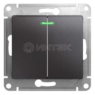Выключатель 2-кл. СП Glossa 10А IP20 (сх. 5а) 10AX с подсветкой механизм графит  Systeme Electric GSL001353 изображение, фото