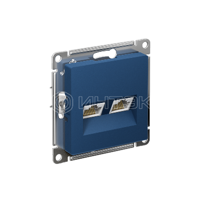 Розетка компьютерная 2-м AtlasDesign RJ45+RJ45 кат.5E механизм аквамарин Systeme Electric ATN001185 изображение, фото