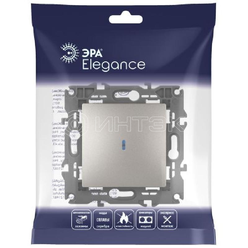 Выключатель Elegance 14-1102-16 250В 10АХ с подсветкой титан Эра Б0065785 изображение, фото