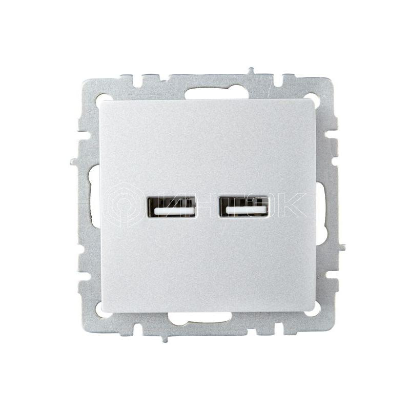 Розетка BRITE USB A+A 3.1А РЮ10-1-БрА механизм алюм. IEK BR-U21-D31-K47 изображение, фото