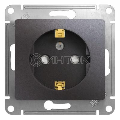 Розетка 1-м СП Glossa 16А IP20 250В с заземл. защ. шторки механизм графит Systeme Electric GSL001345 изображение, фото
