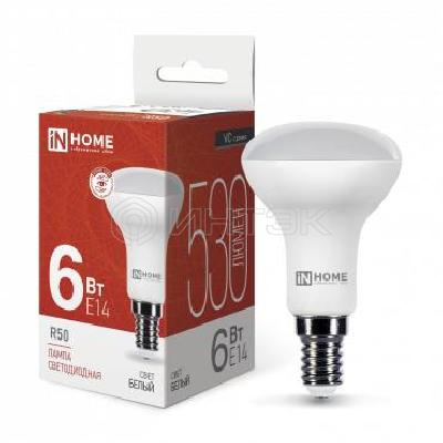 Лампа светодиодная LED-R50-VC 6Вт рефлектор 4000К нейтр. бел. E14 530лм 170-265В IN HOME 4690612024264 изображение, фото