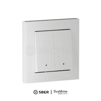 Выключатель 2-кл. AtlasDesign Smart 10А (сх. 5) L+N с подсветкой Zigbee механизм бел. Systeme Electric ATN000153Z изображение, фото