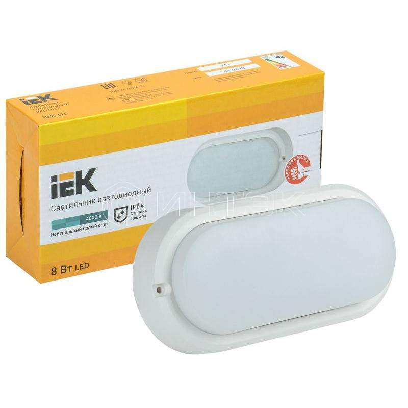 Светильник светодиодный ДПО 4011 8Вт 4000К IP54 овал бел. IEK LDPO0-4011-8-4000-K01 изображение, фото